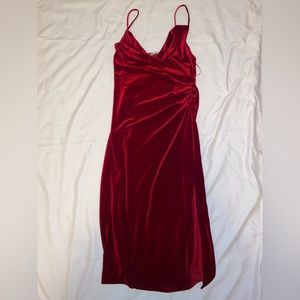 Red velvet midi dress